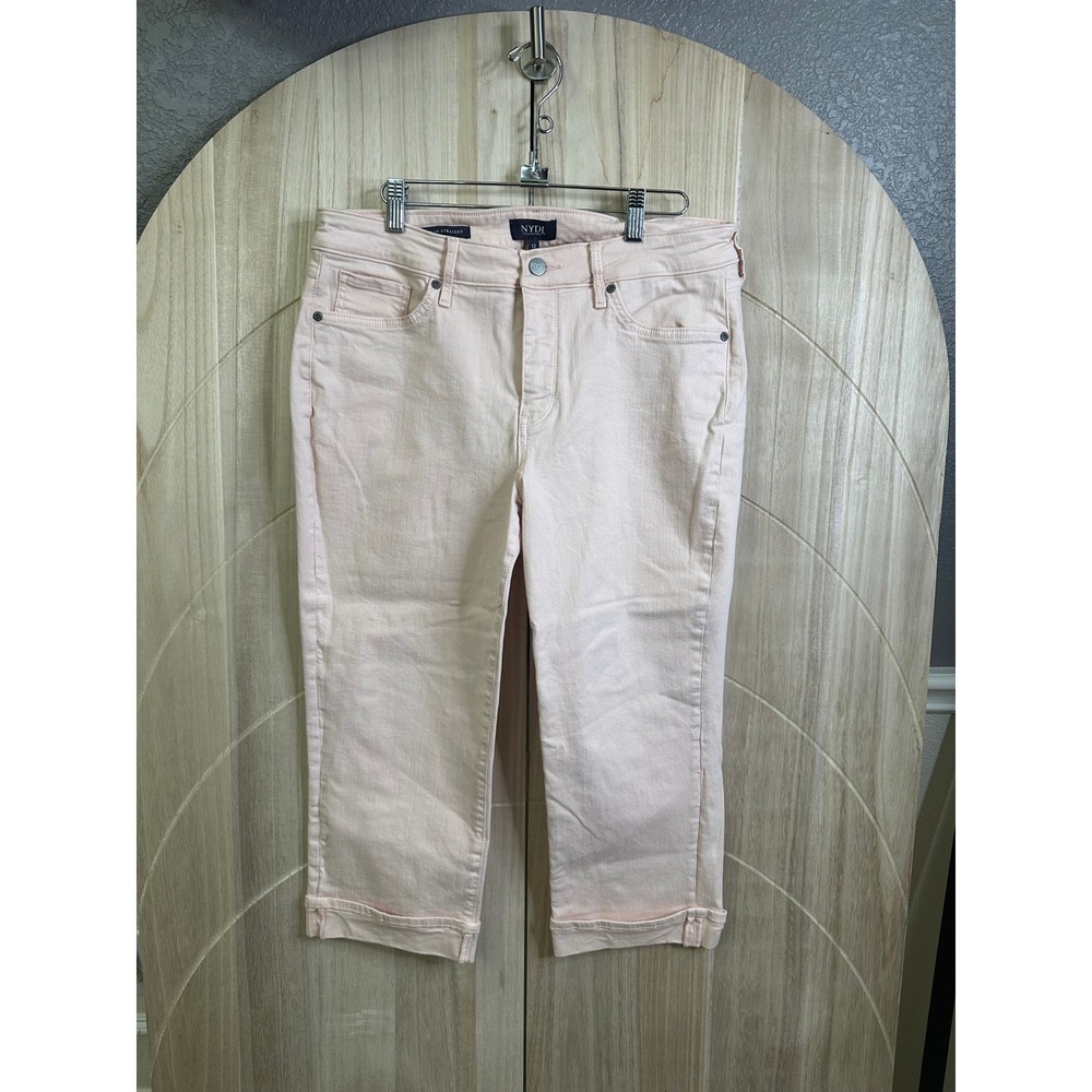 NYDJ‎ Marilyn Straight Crop Pink Jeans Lift Tuck Technology Size 12